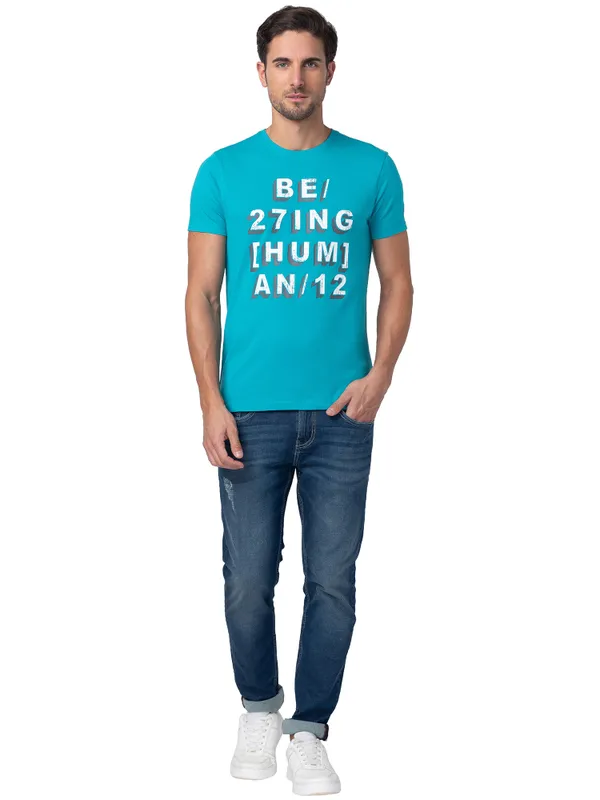 Being Human Clothing Men Regular Fit Crew Neck T-Shirts-Virodian Green