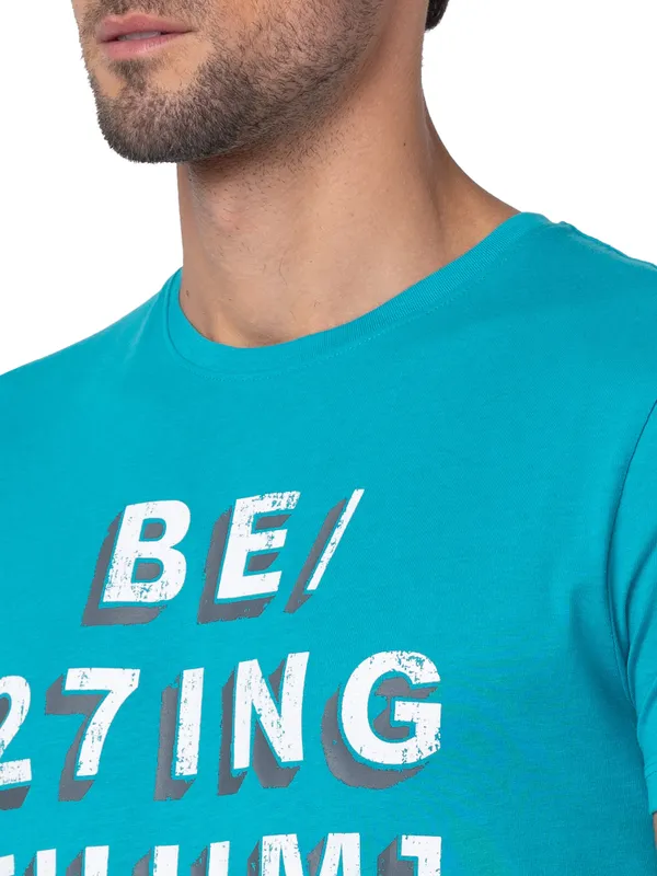 Being Human Clothing Men Regular Fit Crew Neck T-Shirts-Virodian Green