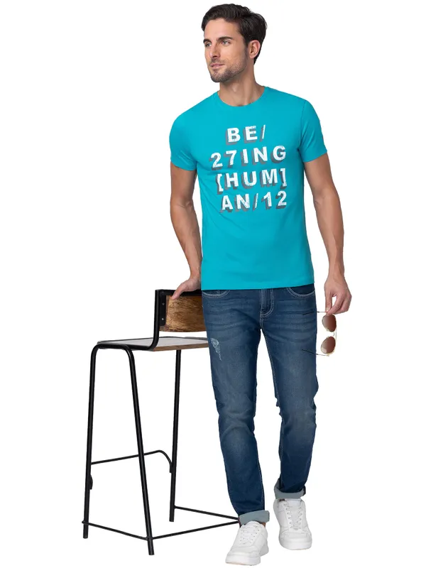 Being Human Clothing Men Regular Fit Crew Neck T-Shirts-Virodian Green