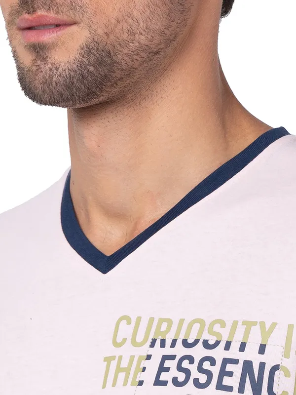 Being Human Regular Fit Men V-Neck T-Shirts-Blushing Bride