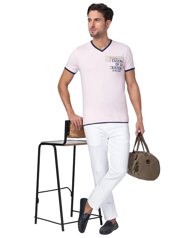 Being Human Regular Fit Men V-Neck T-Shirts-Blushing Bride