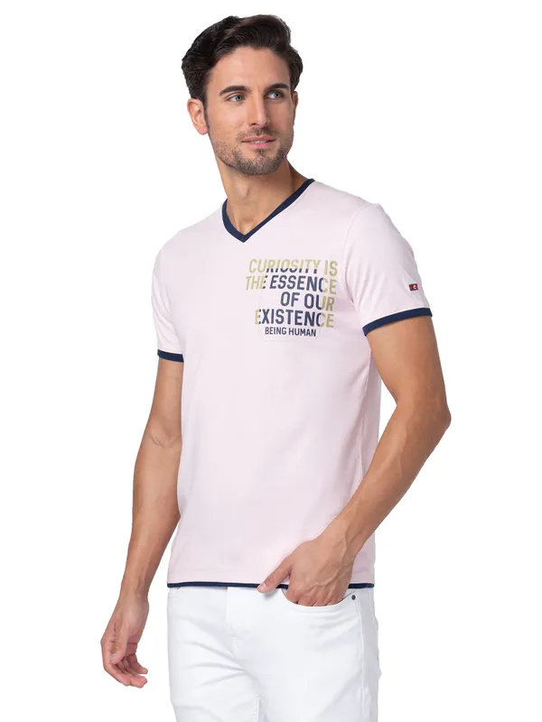 Being Human Regular Fit Men V-Neck T-Shirts-Blushing Bride