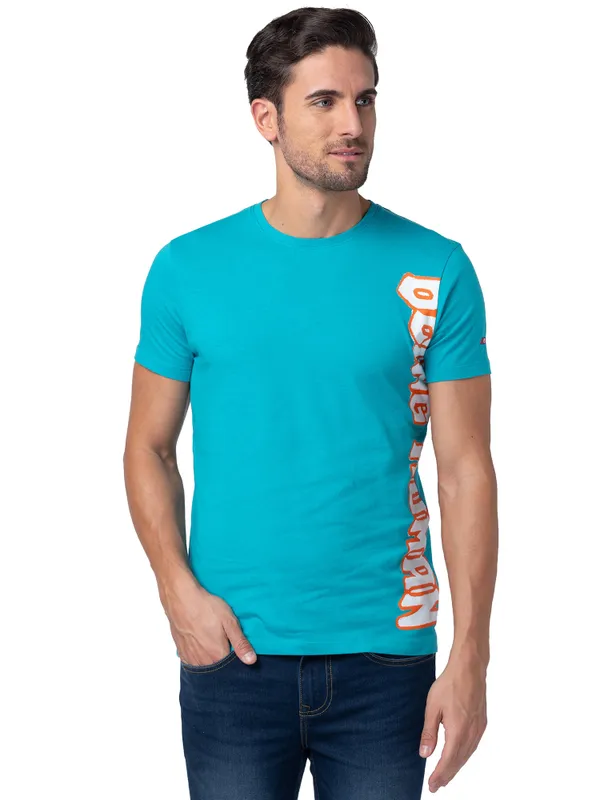 Being Human Clothing Men Regular Fit V-Neck T-Shirts-Viridian Green