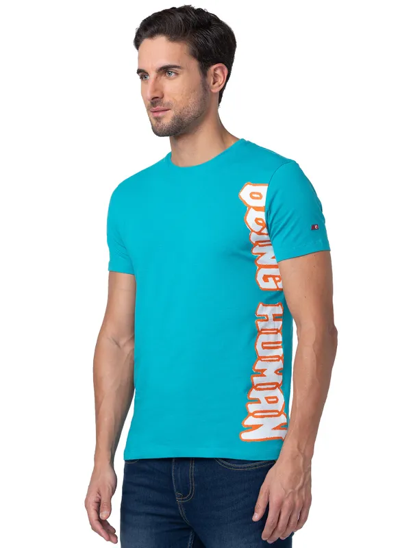 Being Human Clothing Men Regular Fit V-Neck T-Shirts-Viridian Green