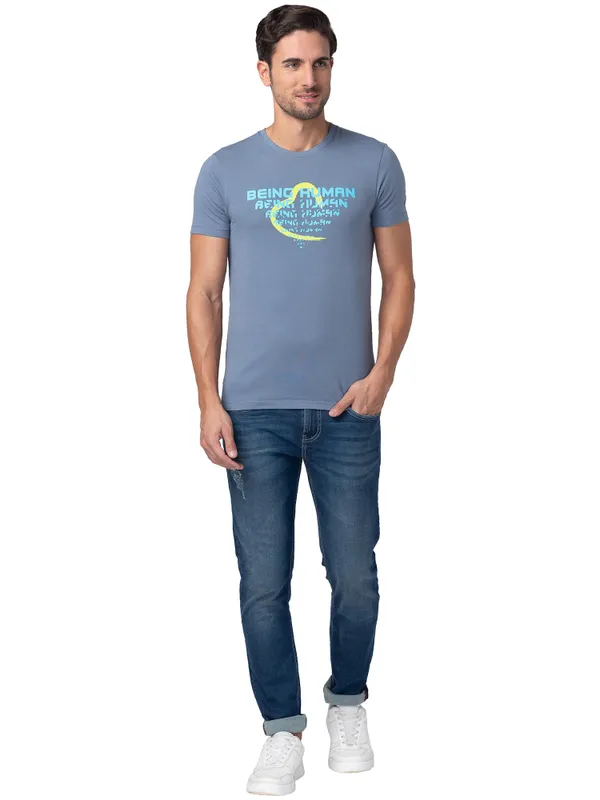 Being Human Regular Fit Men Crew Neck T-Shirts-Flant Stone