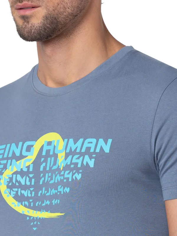 Being Human Regular Fit Men Crew Neck T-Shirts-Flant Stone