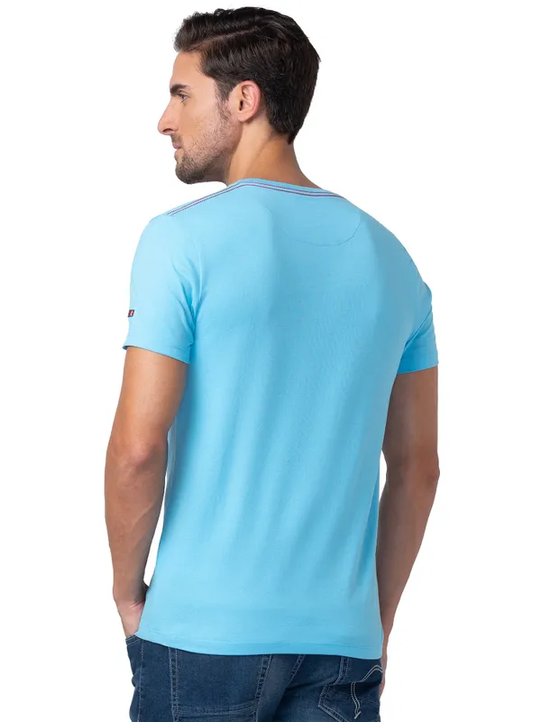 Being Human Regular Fit Men Crew Neck T-Shirts-Splash Blue