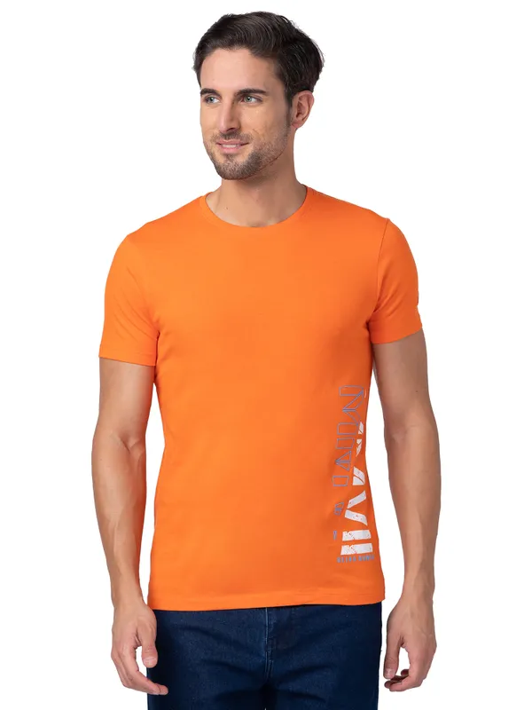 Being Human Clothing Men Regular Fit Crew Neck T-Shirts-Red Orange