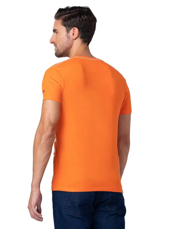 Being Human Clothing Men Regular Fit Crew Neck T-Shirts-Red Orange