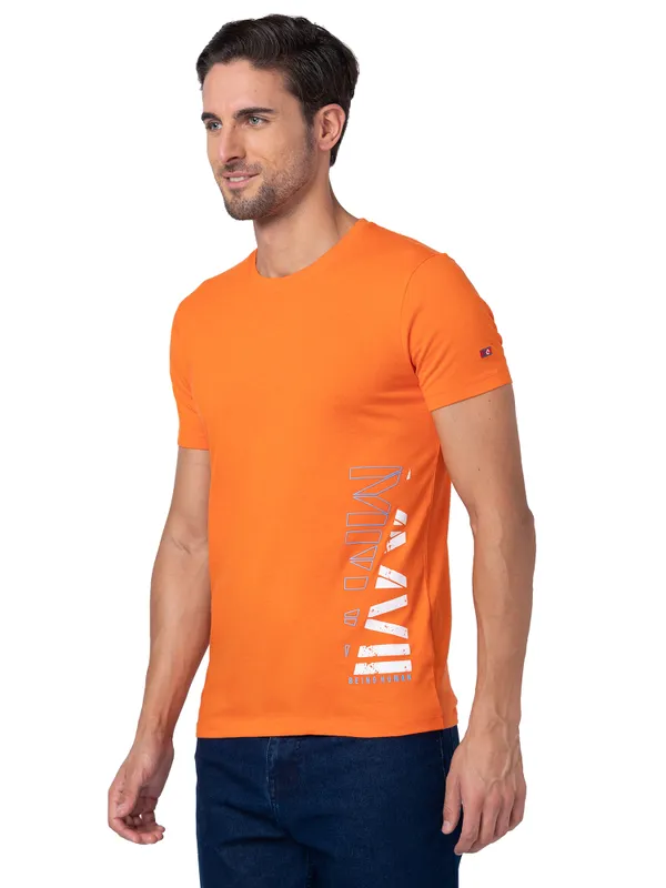 Being Human Clothing Men Regular Fit Crew Neck T-Shirts-Red Orange