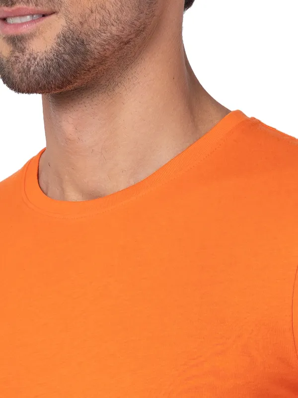 Being Human Clothing Men Regular Fit Crew Neck T-Shirts-Red Orange