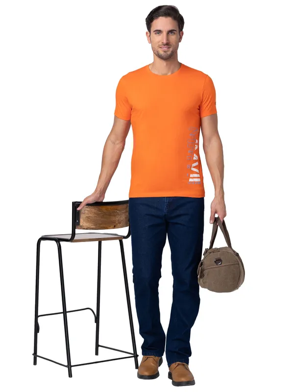 Being Human Clothing Men Regular Fit Crew Neck T-Shirts-Red Orange