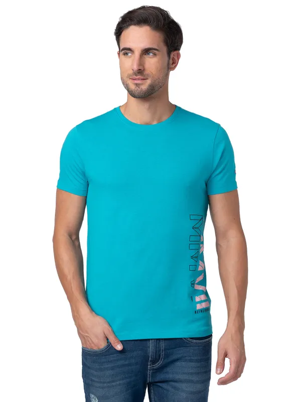 Being Human Clothing Men Regular Fit Crew Neck T-Shirts-Viridian Green