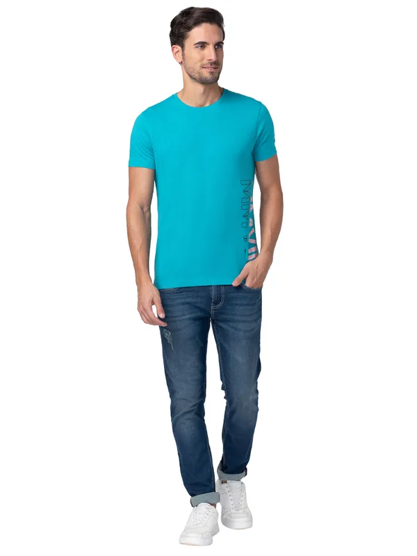 Being Human Clothing Men Regular Fit Crew Neck T-Shirts-Viridian Green