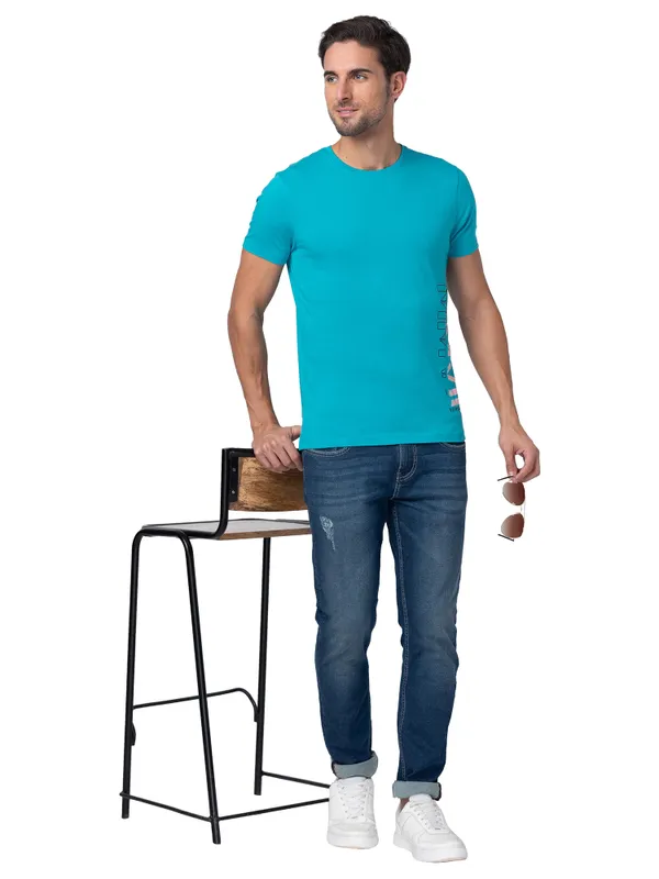 Being Human Clothing Men Regular Fit Crew Neck T-Shirts-Viridian Green