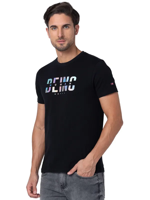 Being Human Regular Fit Men Crew Neck T-Shirts-Black