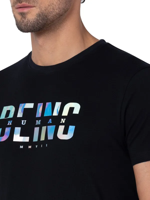 Being Human Regular Fit Men Crew Neck T-Shirts-Black