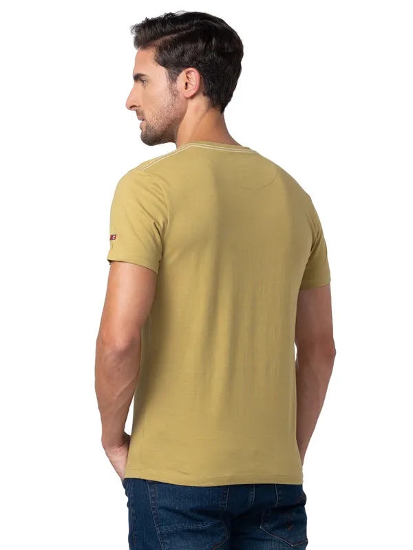 Being Human Regular Fit Men Crew Neck T-Shirts-Khaki