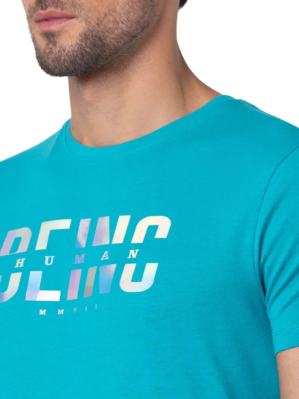 Being Human Regular Fit Men Crew Neck T-Shirts-Viridian Green
