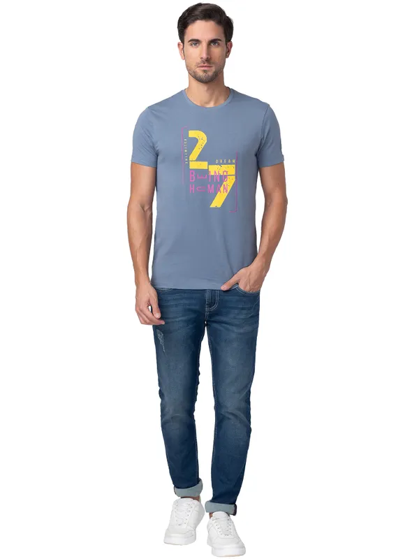 Being Human Clothing Men Regular Fit Crew Neck T-Shirts-Flint Stone