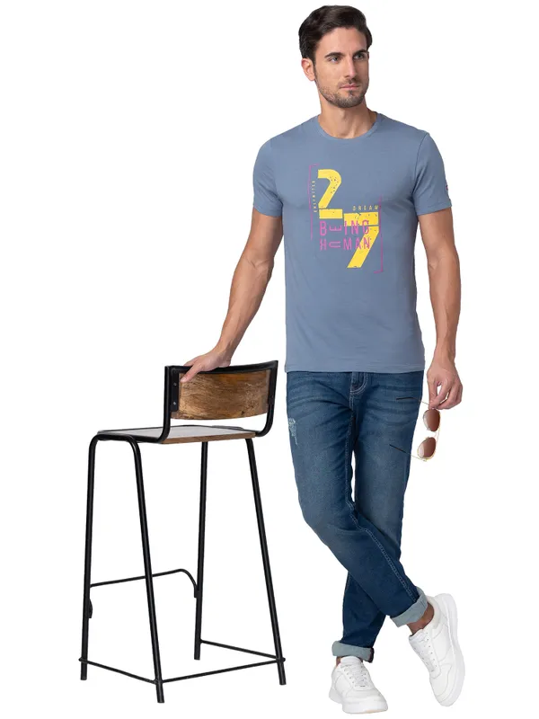 Being Human Clothing Men Regular Fit Crew Neck T-Shirts-Flint Stone