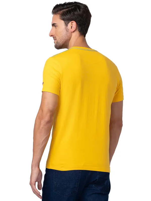 Being Human Clothing Men Regular Fit Crew Neck T-Shirts-Mustard