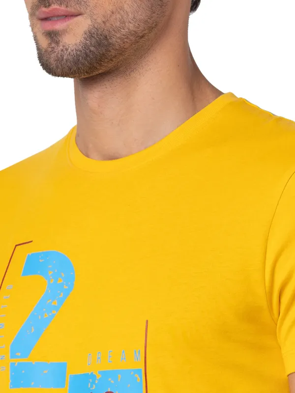 Being Human Clothing Men Regular Fit Crew Neck T-Shirts-Mustard