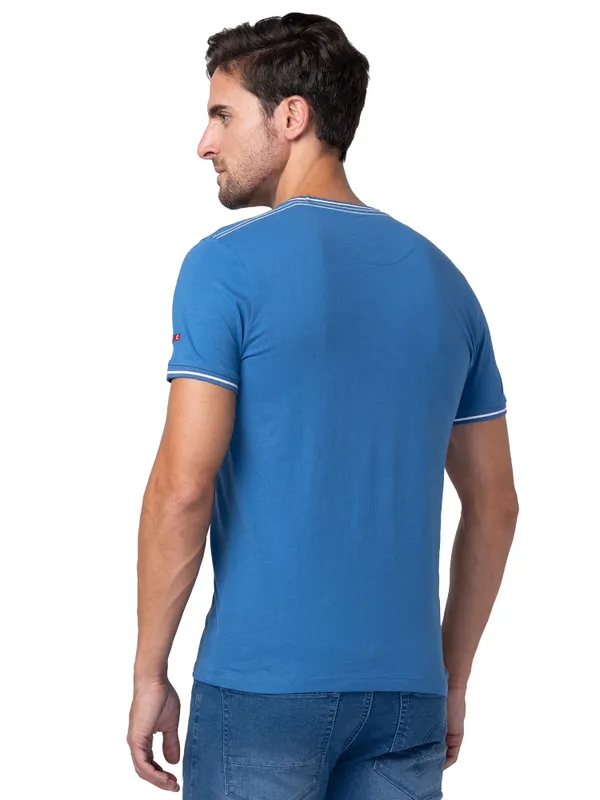 Being Human Regular Fit Men Crew Neck T-Shirts-Federal Blue