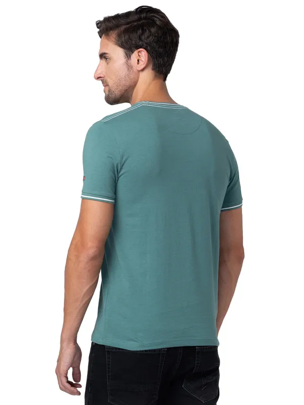 Being Human Regular Fit Men Crew Neck T-Shirts-Foliage Green