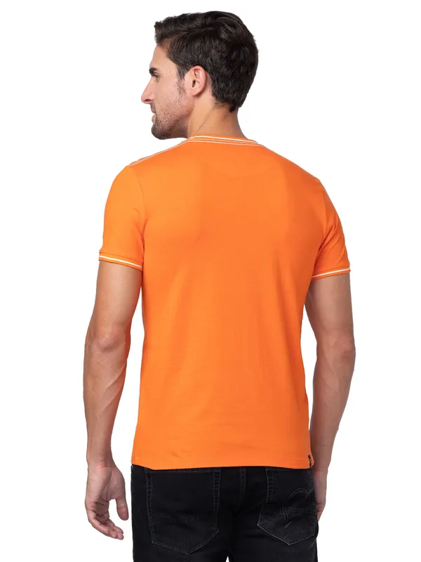 Being Human Regular Fit Men Crew Neck T-Shirts-Red Orange