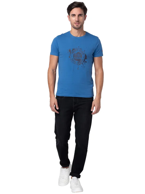 Being Human Clothing Men Regular Fit Crew Neck T-Shirts-Federel Blue