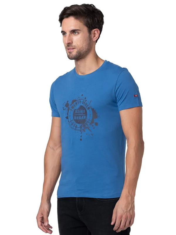 Being Human Clothing Men Regular Fit Crew Neck T-Shirts-Federel Blue