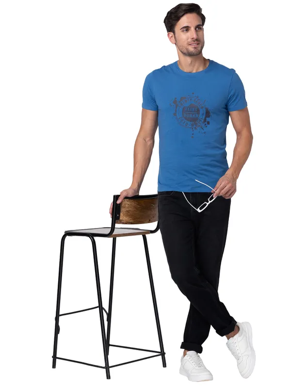 Being Human Clothing Men Regular Fit Crew Neck T-Shirts-Federel Blue