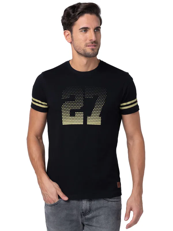 Being Human Regular Fit Men Crew Neck T-Shirts-Black