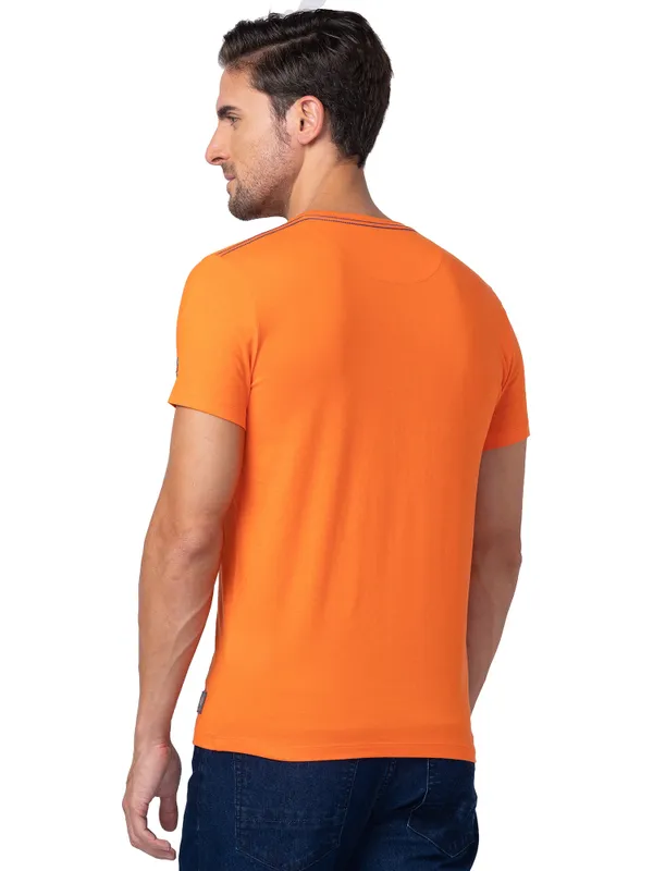 Being Human Regular Fit Men Crew Neck T-Shirts-Red Orange