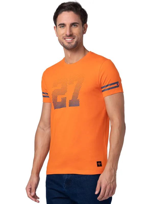 Being Human Regular Fit Men Crew Neck T-Shirts-Red Orange