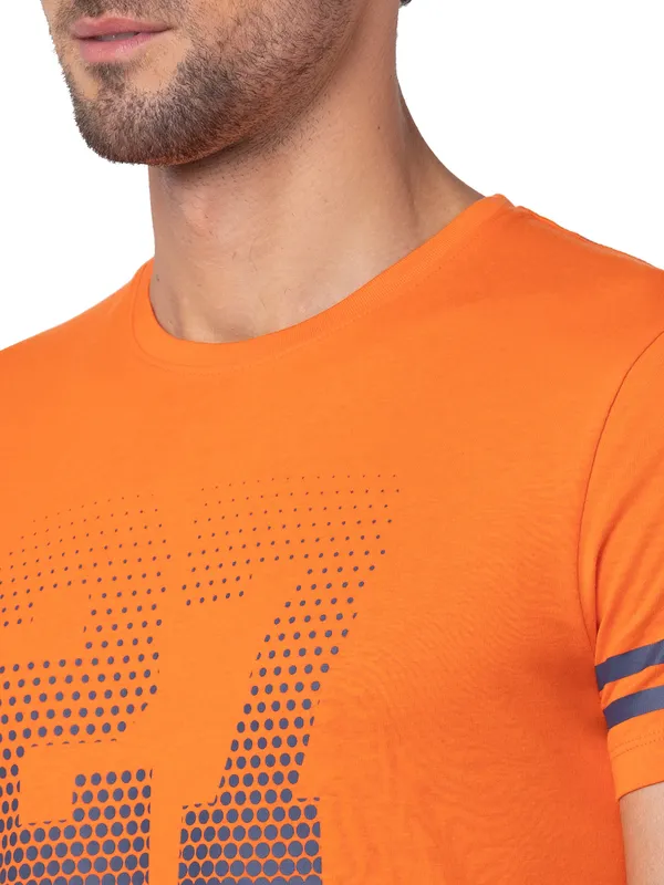 Being Human Regular Fit Men Crew Neck T-Shirts-Red Orange