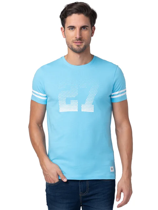 Being Human Regular Fit Men Crew Neck T-Shirts-Splash Blue