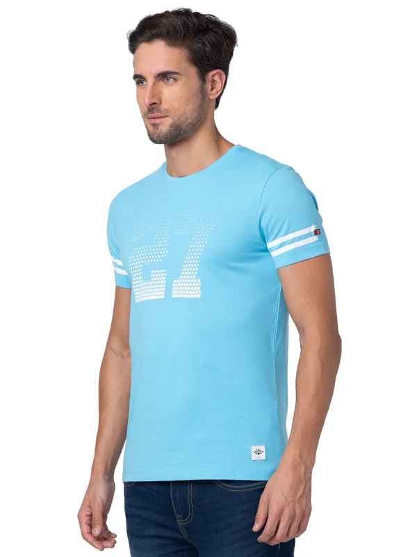 Being Human Regular Fit Men Crew Neck T-Shirts-Splash Blue