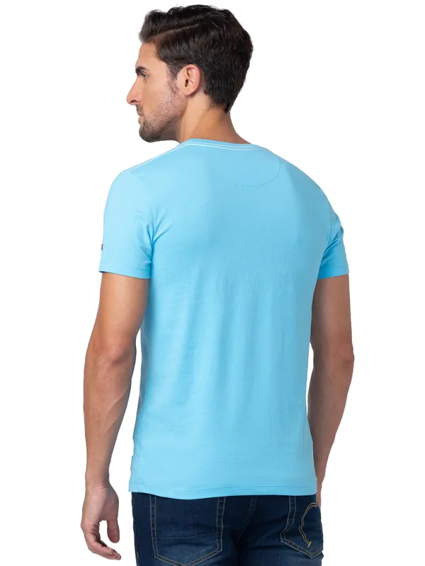 Being Human Regular Fit Men Crew Neck T-Shirts-Splash Blue