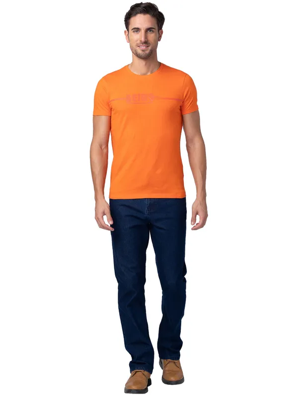 Being Human Regular Fit Men V-Neck T-Shirts-Red Orange