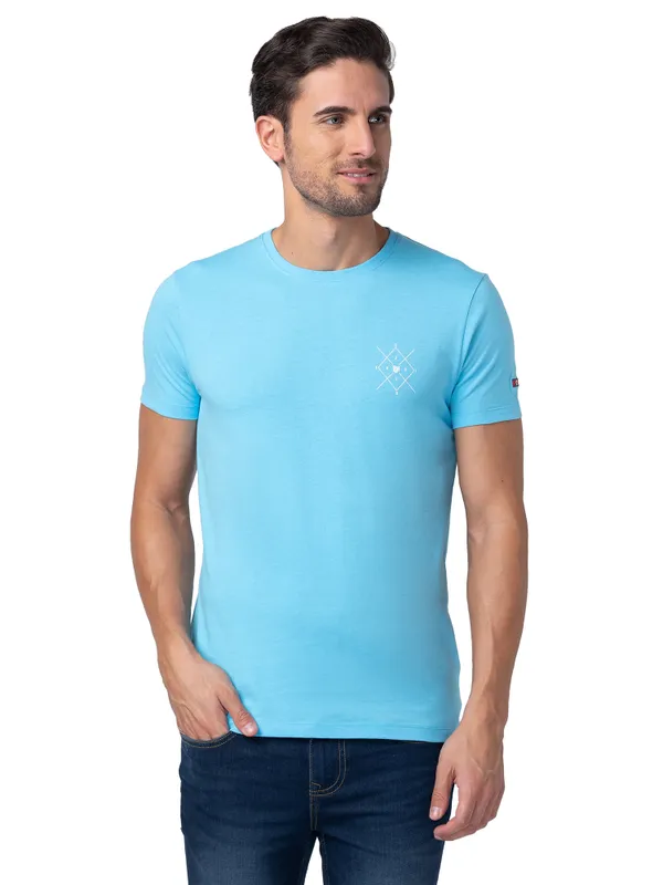 Being Human Regular Fit Men Crew Neck T-Shirts-Splash Blue