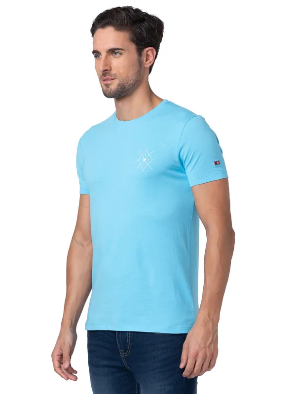 Being Human Regular Fit Men Crew Neck T-Shirts-Splash Blue