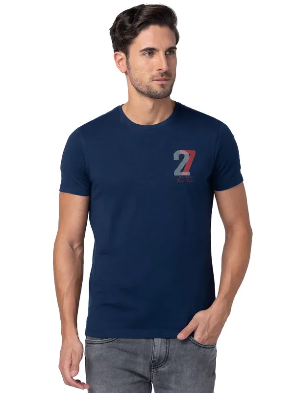 Being Human Regular Fit Men Crew Neck T-Shirts-Navy