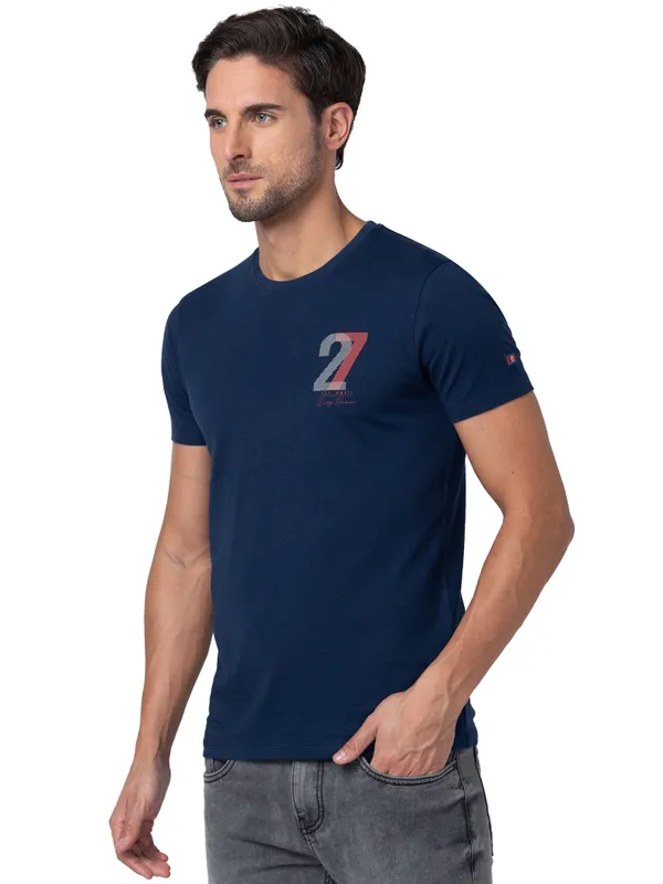 Being Human Regular Fit Men Crew Neck T-Shirts-Navy