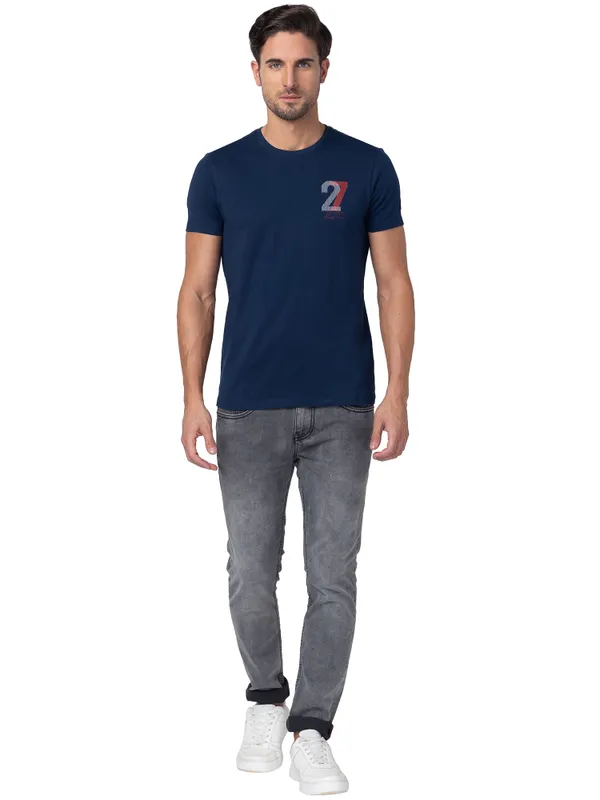 Being Human Regular Fit Men Crew Neck T-Shirts-Navy