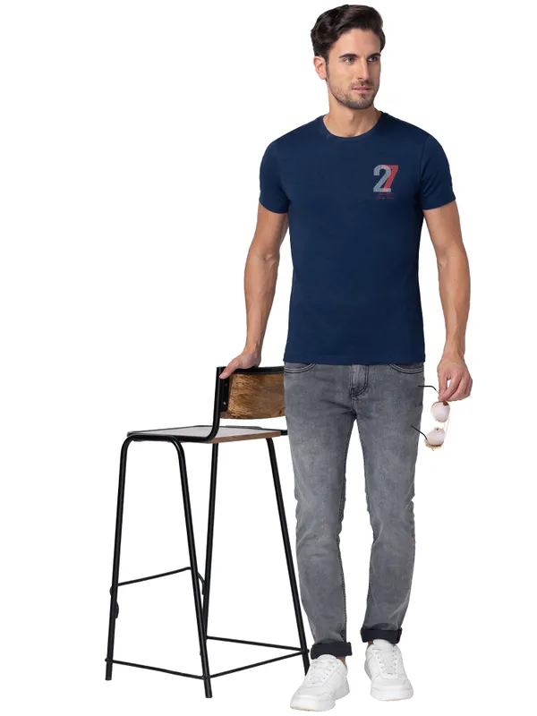 Being Human Regular Fit Men Crew Neck T-Shirts-Navy