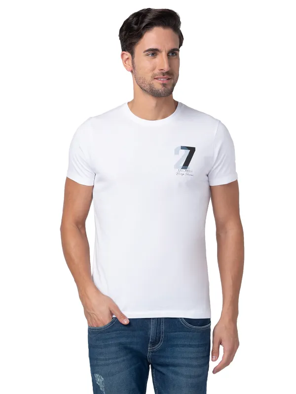 Being Human Regular Fit Men Crew Neck T-Shirts-White