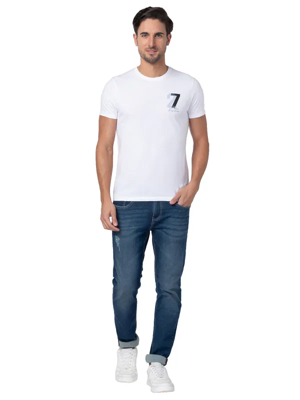 Being Human Regular Fit Men Crew Neck T-Shirts-White