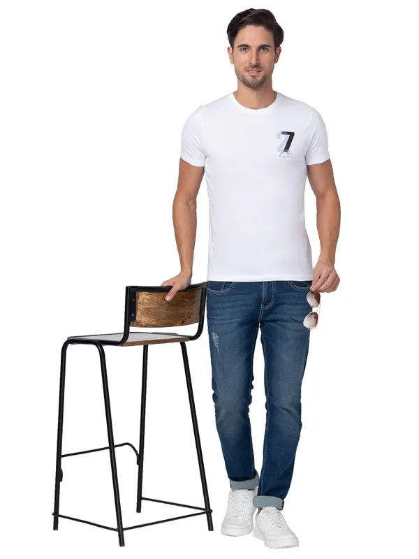 Being Human Regular Fit Men Crew Neck T-Shirts-White